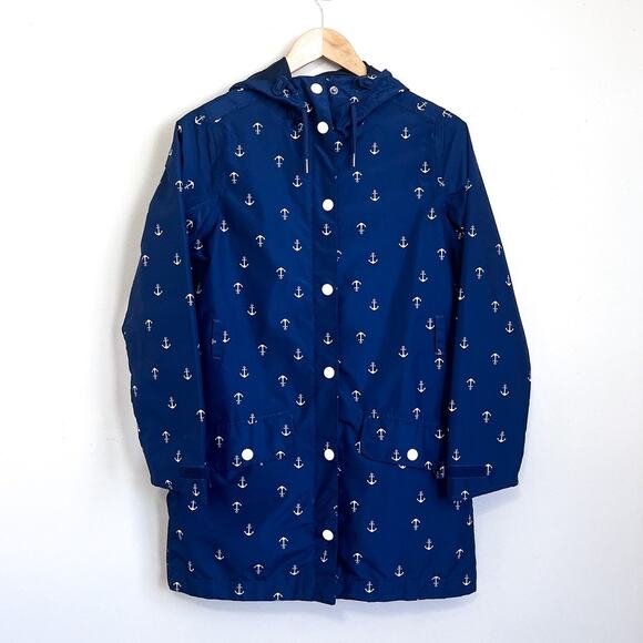 Helly Hansen Lyness Womens Rain Jacket Coat Size XS Blue Nautical Anchor Hooded - Picture 2 of 15